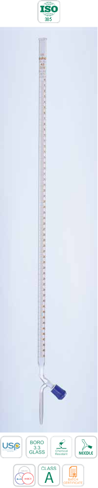 Burettes with PTFE Needle in Clear Glass Class A