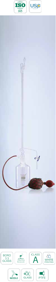 Automatic Burettes Class A PTFE Stopcock