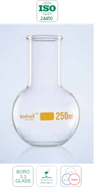 Flask, Flat Bottom, Wide Neck, DIN/ISO