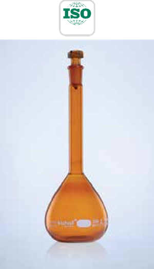 Amber Volumetric Flask, Class-A, Individual Certificate, ISO