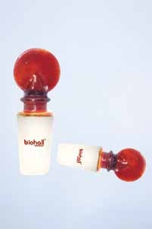 Stopper, Amber, Solid, Penny Head-Long Neck Flasks